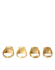 Dolce & Gabbana Gold Brass KING Enamel Set of 4 Ring - Retail Flare