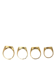 Dolce & Gabbana Gold Brass KING Enamel Set of 4 Ring - Retail Flare