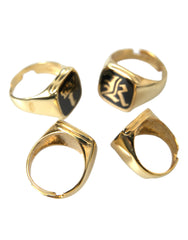 Dolce & Gabbana Gold Brass KING Enamel Set of 4 Ring - Retail Flare