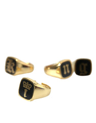 Dolce & Gabbana Gold Brass KING Enamel Set of 4 Ring - Retail Flare