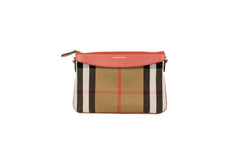 Burberry Peyton House Check Derby Cinnamon Red Grain Leather Pouch Crossbody Bag - Retail Flare