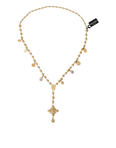 Dolce & Gabbana Gold Tone Chain Brass Beaded Statement Sicily Necklace - Retail Flare