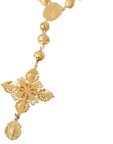 Dolce & Gabbana Gold Tone Chain Brass Beaded Statement Sicily Necklace - Retail Flare