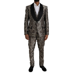 Dolce & Gabbana Brown Floral Jacquard Formal 3 Piece Suit - Retail Flare