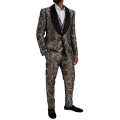 Dolce & Gabbana Brown Floral Jacquard Formal 3 Piece Suit - Retail Flare