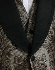 Dolce & Gabbana Brown Floral Jacquard Formal 3 Piece Suit - Retail Flare