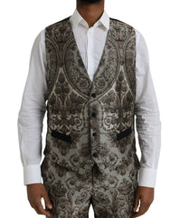 Dolce & Gabbana Brown Floral Jacquard Formal 3 Piece Suit - Retail Flare