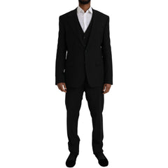Dolce & Gabbana Black Polyester STAFF Formal 3 Piece Suit - Retail Flare