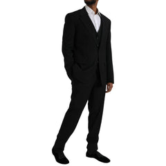 Dolce & Gabbana Black Polyester STAFF Formal 3 Piece Suit - Retail Flare