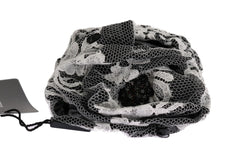 Dolce & Gabbana Elegant Black & White Floral Lace Crystal Hair Claw - Retail Flare