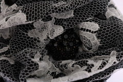 Dolce & Gabbana Elegant Black & White Floral Lace Crystal Hair Claw - Retail Flare