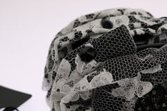 Dolce & Gabbana Elegant Black & White Floral Lace Crystal Hair Claw - Retail Flare