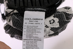Dolce & Gabbana Elegant Black & White Floral Lace Crystal Hair Claw - Retail Flare