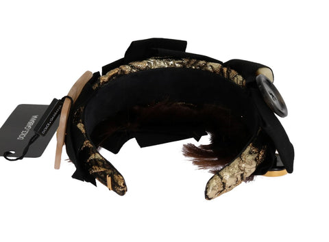 Dolce & Gabbana Crystal-Embellished Gold Brown Diadem Headband - Retail Flare
