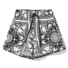 Comme Des Fuckdown Chic Monochrome Palms Cotton Shorts - Retail Flare