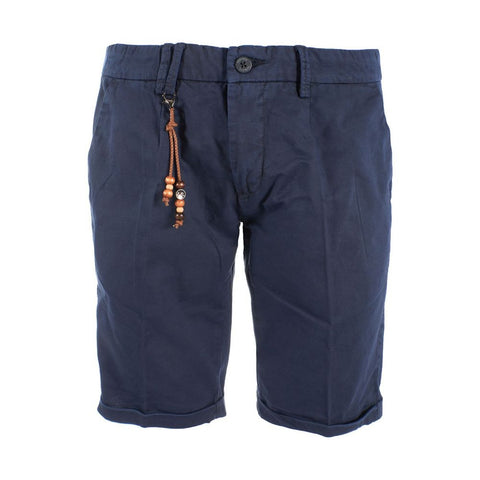 Yes Zee Chic Blue Cotton Blend Bermuda Shorts - Retail Flare