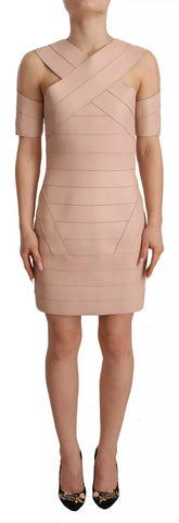 Dsquared² Beige Leather Open Shoulder Sheath Mini Dress - Retail Flare