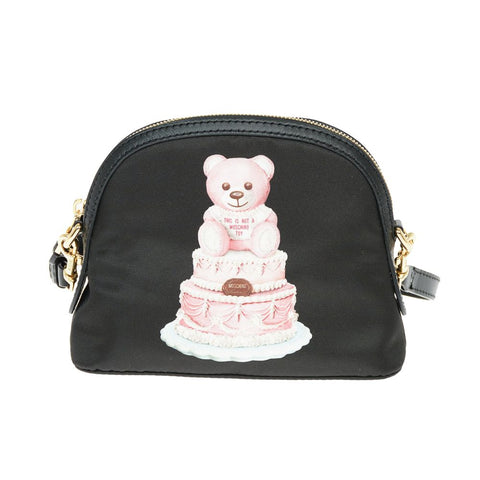 Moschino Couture Chic Teddy Bear Print Clutch with Calfskin Strap - Retail Flare