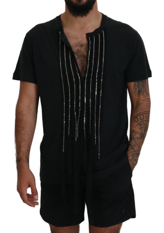 Dsquared² Black Chain Embellished Cotton Short Sleeve T-shirt - Retail Flare
