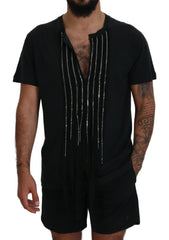 Dsquared² Black Chain Embellished Cotton Short Sleeve T-shirt - Retail Flare