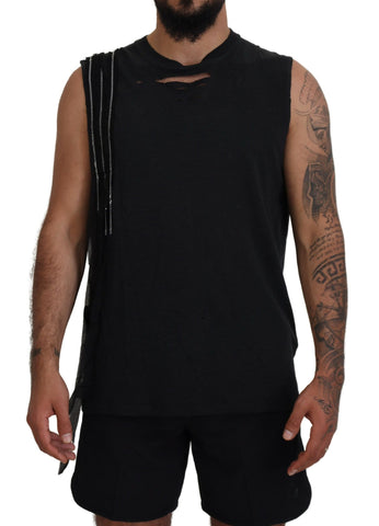 Dsquared² Black Chain Embellished Sleeveless Men Tank T-shirt - Retail Flare