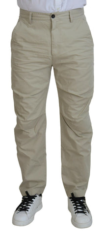 Dsquared² Beige Cotton Straight Fit Men Casual Pants - Retail Flare