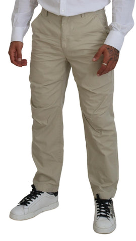 Dsquared² Beige Cotton Straight Fit Men Casual Pants - Retail Flare