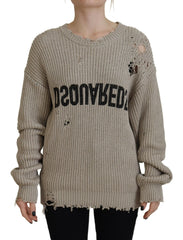 Dsquared² Beige Cotton Knitted Crewneck Pullover Sweater - Retail Flare