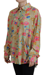 Dsquared² Beige Floral Collared Button Down Long Sleeves Shirt - Retail Flare