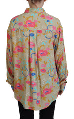 Dsquared² Beige Floral Collared Button Down Long Sleeves Shirt - Retail Flare