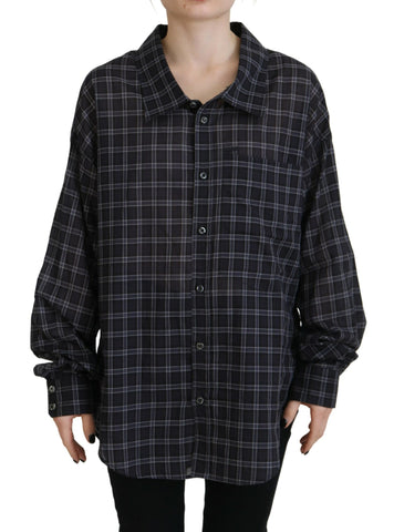 Dsquared² Black Checkered Collared Button Long Sleeves Shirt - Retail Flare