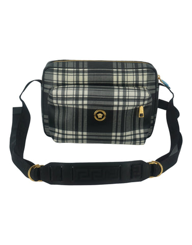 Versace Elegant Grey Leather Crossbody Bag - Retail Flare