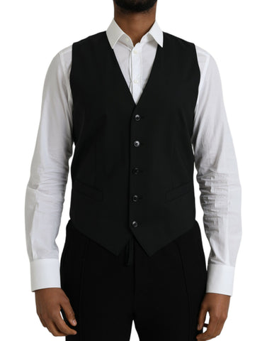Dolce & Gabbana Black Wool Formal Dress Waistcoat Vest - Retail Flare