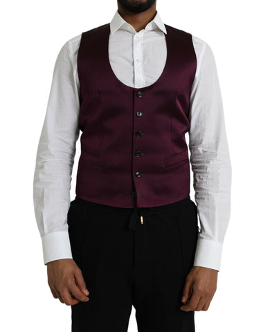 Dolce & Gabbana Maroon Satin Silk Waistcoat Dress Formal Vest - Retail Flare