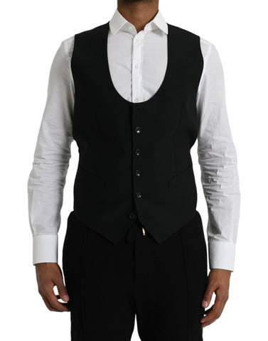 Dolce & Gabbana Black Wool Waistcoat Dress Formal Vest - Retail Flare