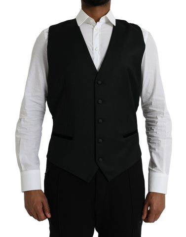 Dolce & Gabbana Black Silk Waistcoat Dress Formal Vest - Retail Flare