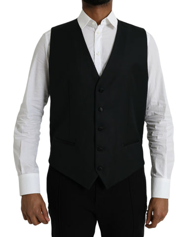 Dolce & Gabbana Black Wool Waistcoat Dress Formal Vest - Retail Flare
