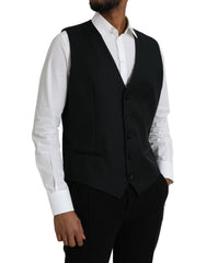 Dolce & Gabbana Black Wool Waistcoat Dress Formal Vest - Retail Flare