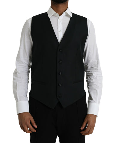 Dolce & Gabbana Black Wool Waistcoat Dress Formal Vest - Retail Flare