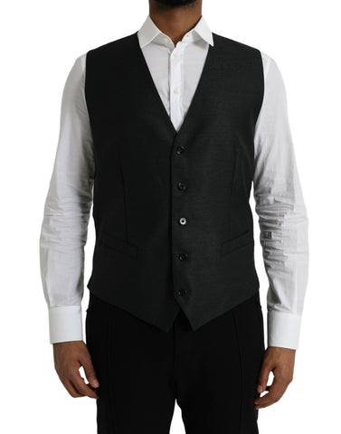 Dolce & Gabbana Black Wool Waistcoat Dress Formal Vest - Retail Flare