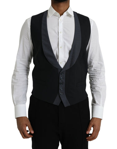 Dolce & Gabbana Black Wool Waistcoat Dress Formal Vest - Retail Flare