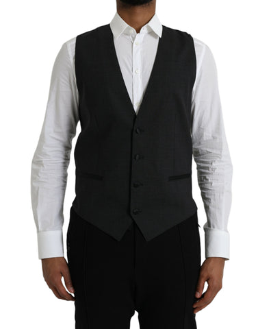 Dolce & Gabbana Black Cotton Waistcoat Dress Formal Vest - Retail Flare