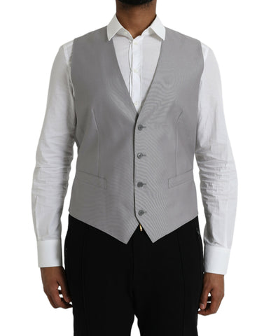 Dolce & Gabbana Light Gray Wool Formal Dress Waistcoat Vest - Retail Flare
