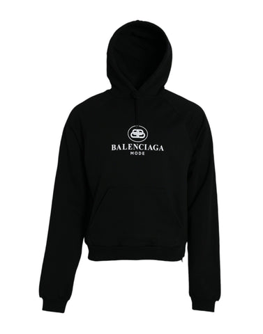 Balenciaga Black Cotton Logo Hooded Pullover Sweatshirt Sweater - Retail Flare