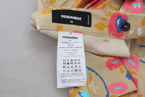 Dsquared² Beige Floral High Waist Straight Pants - Retail Flare