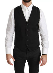 Dolce & Gabbana Black Wool Stretch Waistcoat Formal Dress Vest - Retail Flare