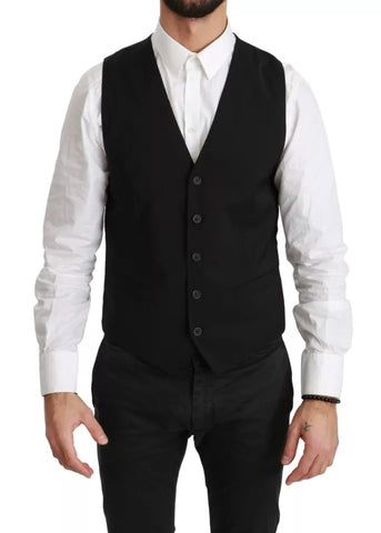 Dolce & Gabbana Black Wool Stretch Waistcoat Formal Dress Vest - Retail Flare