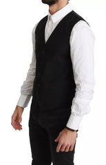Dolce & Gabbana Black Wool Stretch Waistcoat Formal Dress Vest - Retail Flare