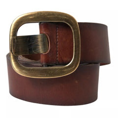 Dolce & Gabbana Brown Leather Gold Metal Buckle Women Belt - Retail Flare