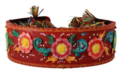 Dolce & Gabbana Multicolor Floral Wide Waist Carretto Belt - Retail Flare